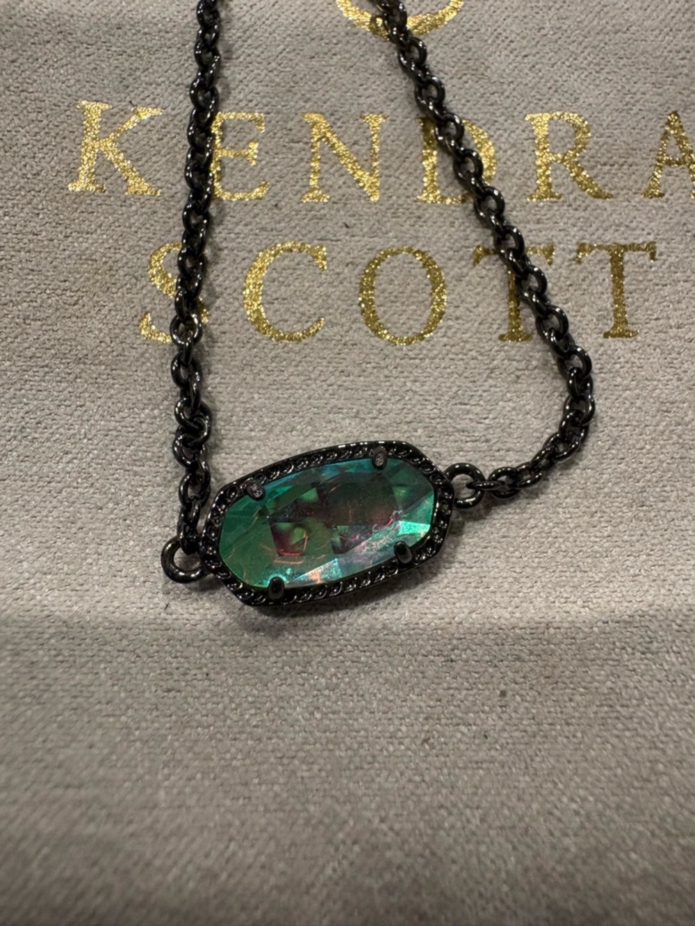 Kendra Scott Gunmetal Dichroic Elaina Bracelet Adjustable EUC - Picture 2 of 4